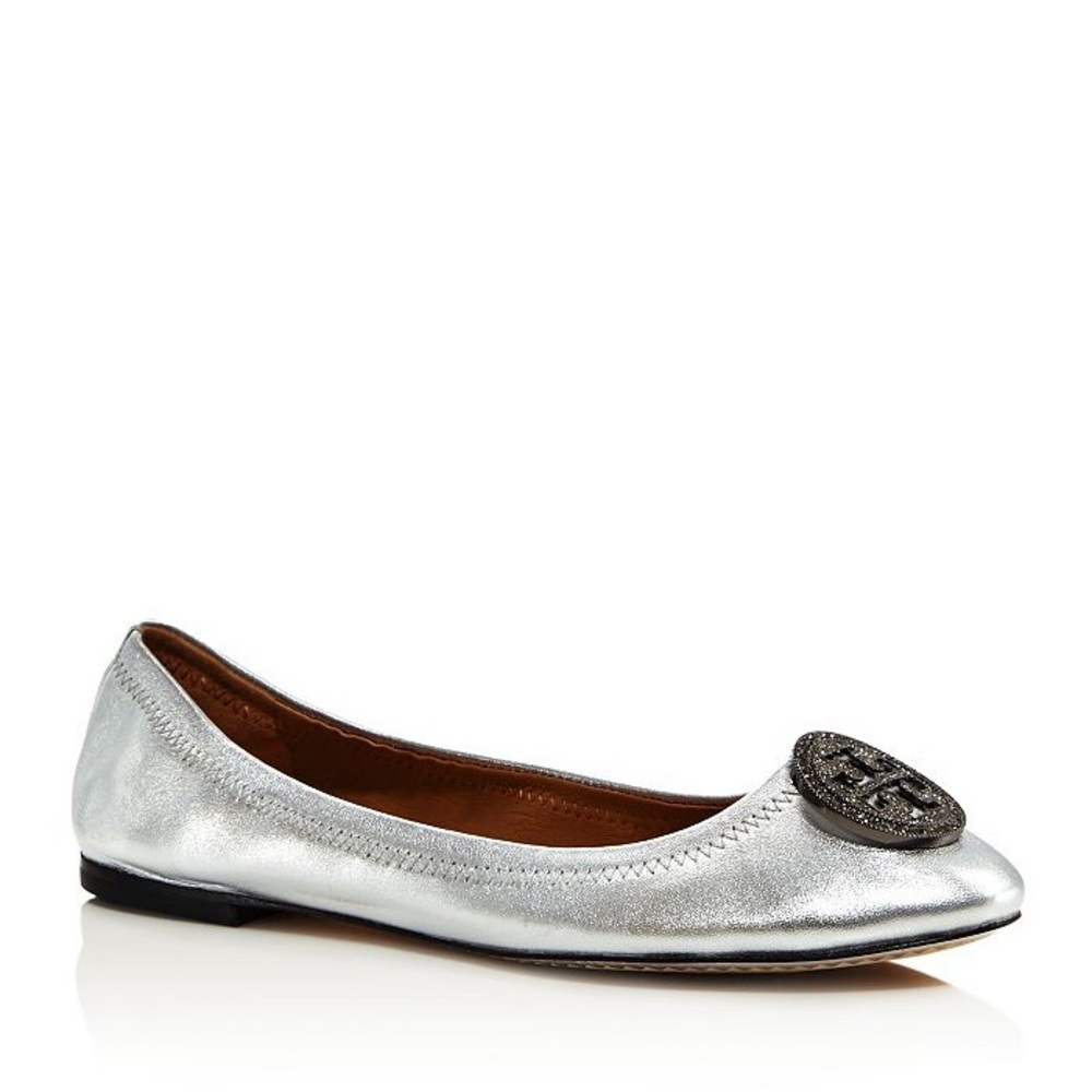tory burch liana crystal logo ballet flats